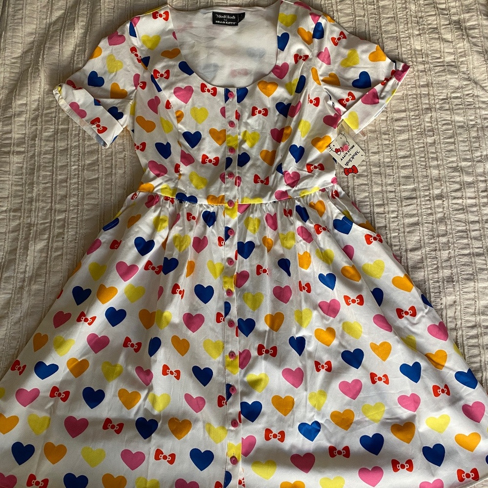 Modcloth x Hello Kitty Gift You My Heart Swing Dress NWT